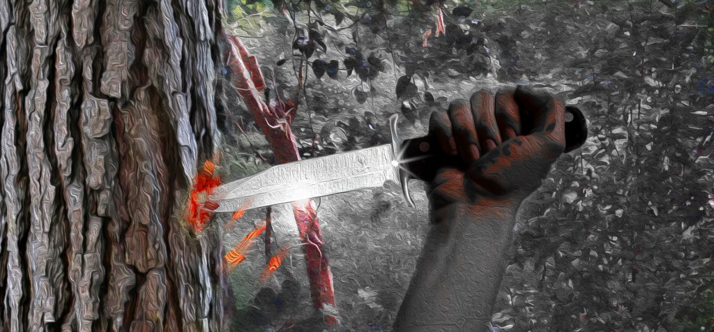 She plunged the Kathara into the Jathikka tree